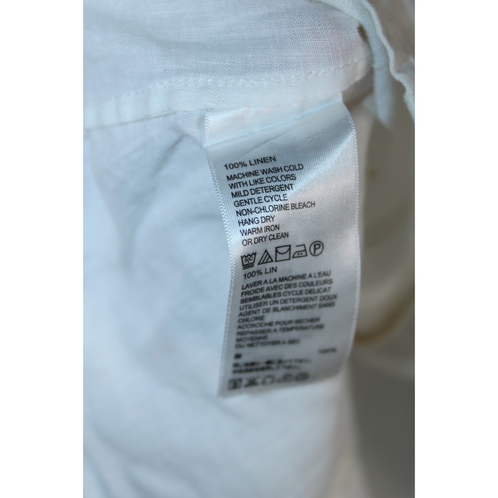 Tommy Bahama Women's Medium White Short Sleeve V-Neck Linen Shirt - Picture 6 of 8
